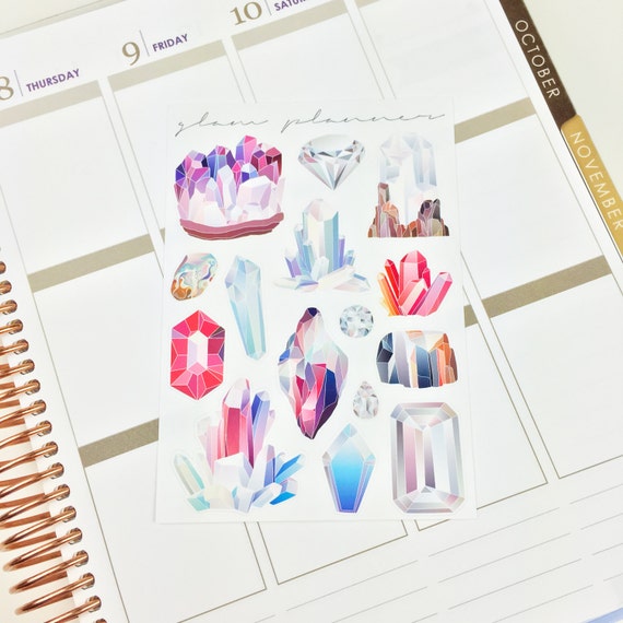 Crystals and Gems Deco Stickers (Glam Planner Glossy Planner Stickers)
