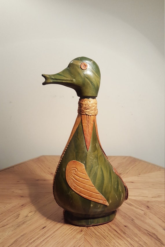 Vintage Duck Decanter Green Leather Duck Decanter Green Duck