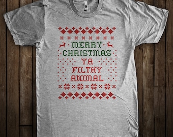 Merry Christmas Ya Filthy Animal Funny Home Alone Graphic T-Shirt Macaulay Culkin