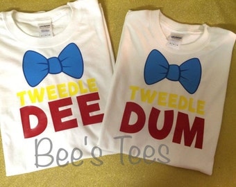 Tweedle Dee and Tweedle Dum Tees, Halloween Costume, Couples Halloween Costume, Twin Halloween Costume, Listing includes two Tees