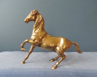 Solid Brass Horse Vintage Large Enesco Prancing Horse with