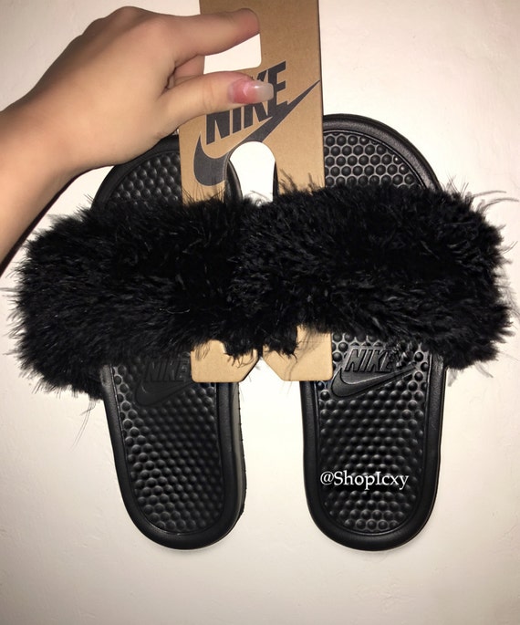 furry nike slides