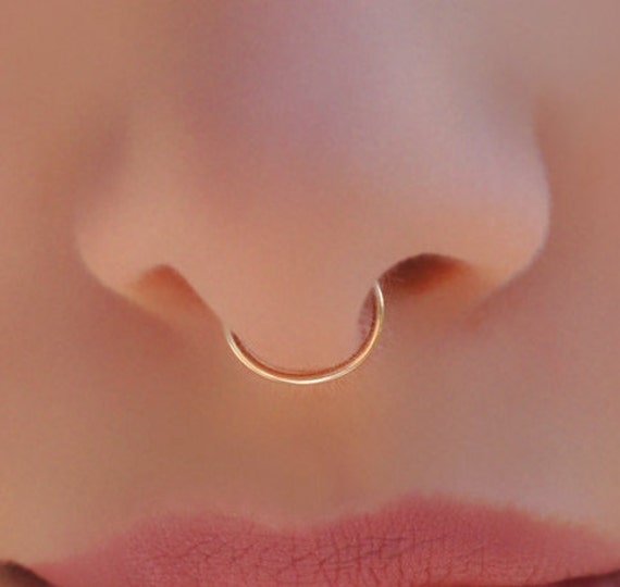 FAKE Septum Ring 14K Yellow Gold Filled Fake Piercing