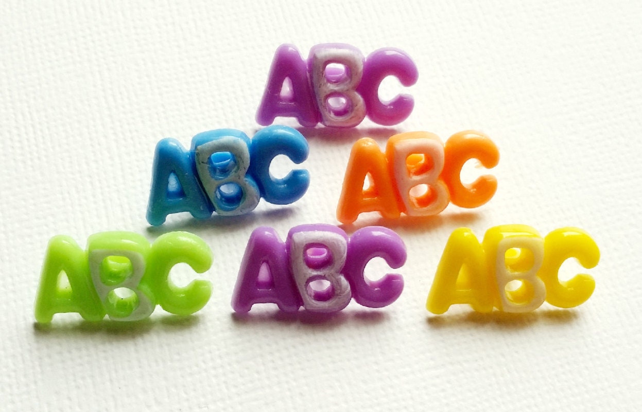 ABC Sewing Buttons Alphabet Buttons Shank Buttons Plastic