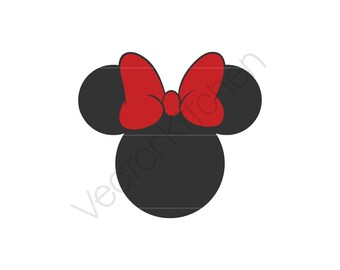 Minnie Inspired Silhouette Cutting Template, SVG & More, Silhouette, Cricut, Vector, Instant Download, Cute Bow, Happiest Place on Earth