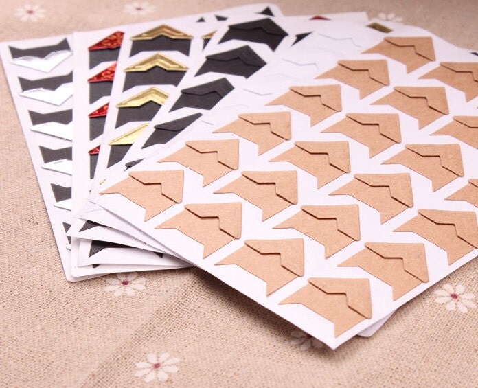 24pc Paper Photo Corners Stickers // Scrapbooking