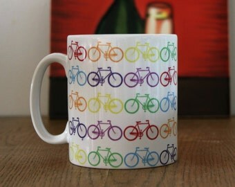 Coffee/Tea Mug With Bicycle Print. Bicycle print Coffee Mug, Coffee Mug Bicycle Print, Bicycle Print, Bike Print Coffee Mug, Bicycles..
