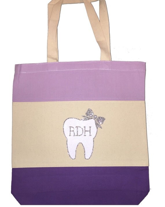 RDH Glitter Canvas Tote Dental Hygienist by RusticPeachDesigns