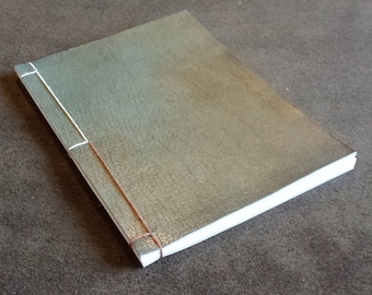 Unique Satin Green Leather Stab Bound Notebook