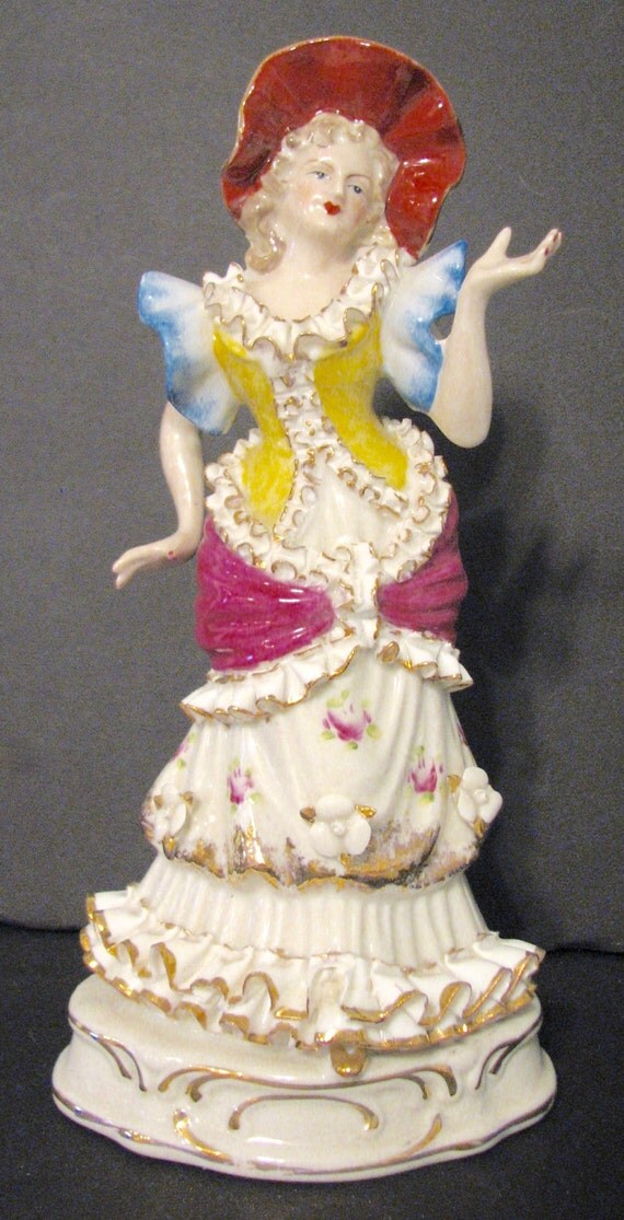 Vintage Wales Figurine Lady Bone China by GracefulAntiquesVtg