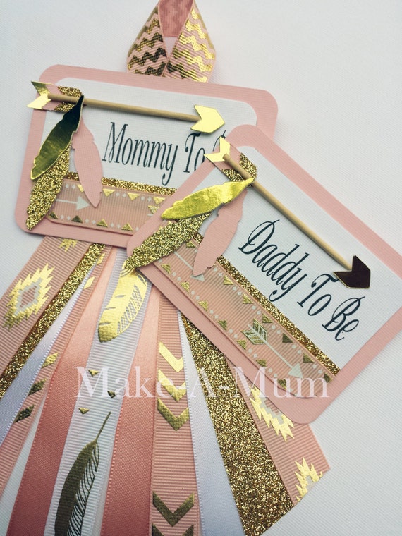 Tribal Baby Shower corsage Set Boho Chic Baby showerMommy