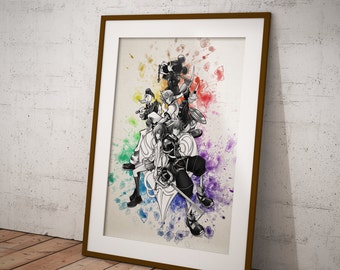 Kingdom Hearts Poster, Game Art, Disney Characters, Sora, Aqua, Goofy, Mickey Mouse, Donald Duck Poster