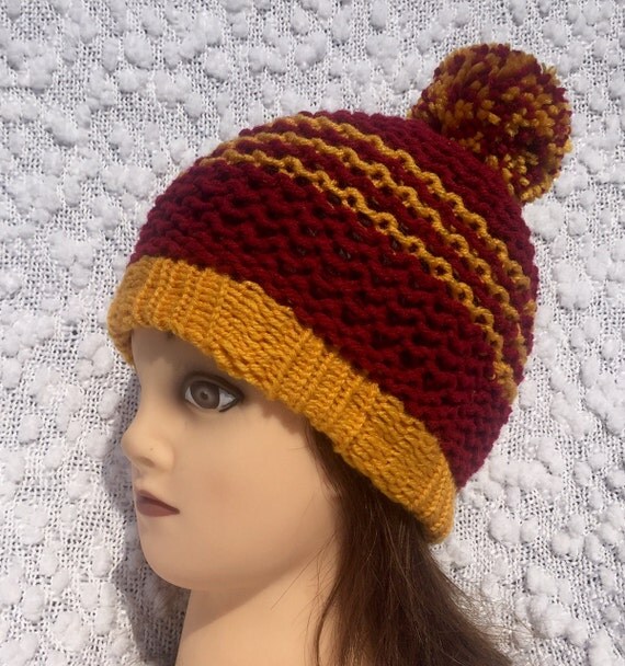 Items similar to Knitted Hat, Winter Hat, Pom Pom Hat on Etsy