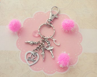 Ballerina Bag Charm, Ballet Dancer Keychain, Dance Accessory, Personalised Gift, Dancing Keyring, Kids Bag Charm, I Love Ballet, Ballet Shoe