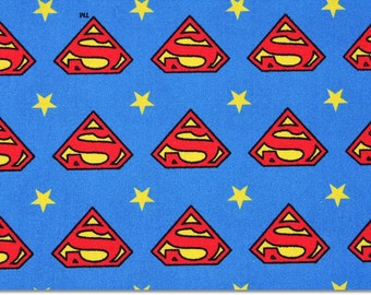 Superman Logo Symbol Character Fabric made in Korea, DC Comics Fabric / Half Yard