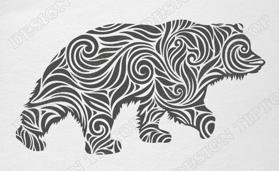 Download Bear svg dxf png eps cdr bear vinyl svg bear zentangle