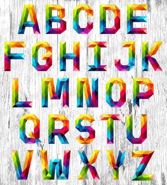 26 rainbow alphabet pen drawn colorful font colorful