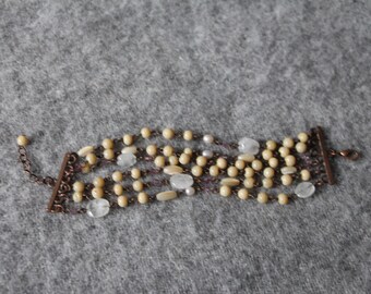 beaded clasp bracelet, beaded chain bracelet