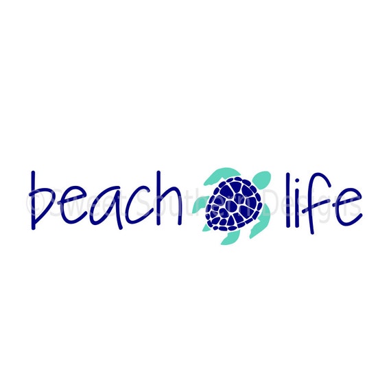 Download Beach life with sea turtle SVG instant download design for