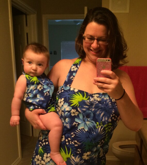 Matching Mother Daughter Hawaiian Halter Top Summer Sun Dresses