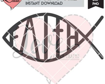 Faith Fish SVG Cut File | Christian Faith Fish SVG Cutting File | Christian Fish SVG File | Christian Fish Clip Art png jpg dxf vector eps