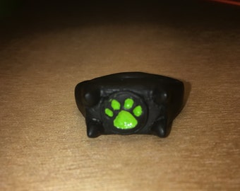 Black and Green Paw Prints Ring Inspired by Chat Noir's Miraculous Ring