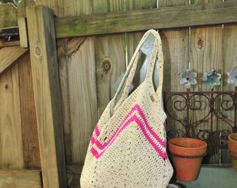 Crochet Beach Bag,Beach Bag,Crochet Bag,Summer Bag,Crochet Purse,100% Cotton.MADE IN USA!