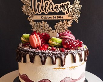 Last Name Cake topper. Wedding Cake Topper. Custom Surname Wooden Cake Topper. Rustic Wedding Cake Topper. Engraved bride and groom surname