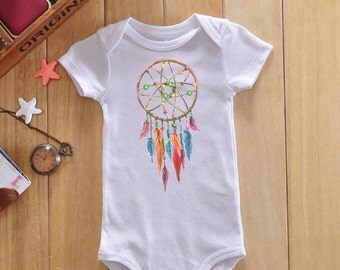 Dream catcher baby onesie, dreamcather boho onesie, baby girl clothes, baby shower gift, boho baby clothes, coming home outfit, hippie baby