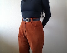 burnt orange leather pants