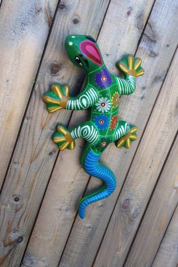Mexican Folk Art Green Lizard Wall Decor by