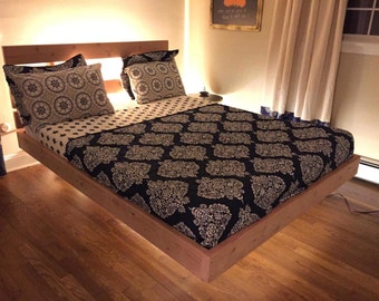 Floating Bed Frame // Hand Built // Hardwood Bed Frame // Free Standing // Custom Design