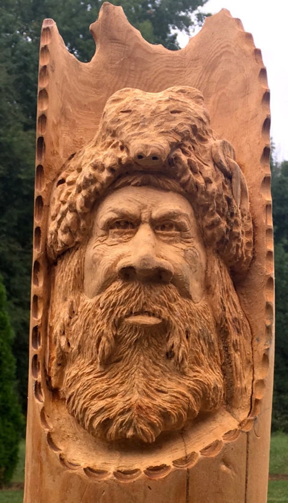 Items similar to Mountain Man Wood Carving on Etsy