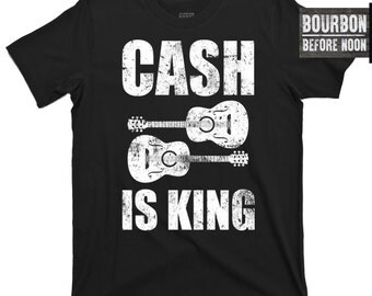 Cash is King Johnny Cash the man in black June Carter I Walk Line Ring of Fire Hurt Elvis Memphis movie costume poster crew v neck t shirt