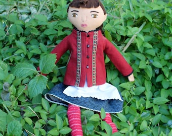 Folktale Girl doll dirndl dress wool softie