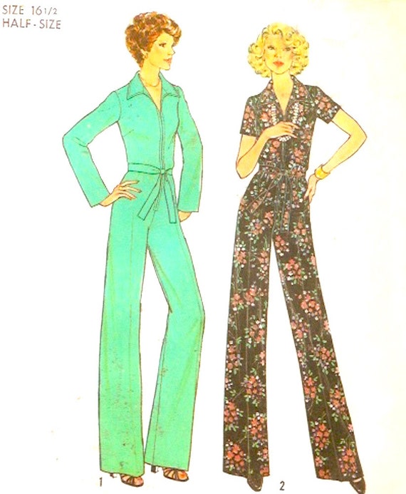 70s Vintage jumpsuit Disco era style 1977 retro fashion half