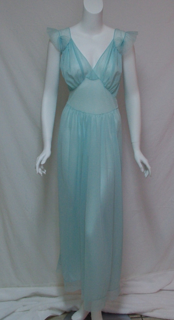 Vintage Vanity Fair nightgown Sheer blue nightgown Size 42