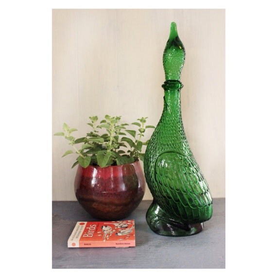 vintage bottle Italian glass duck decanter