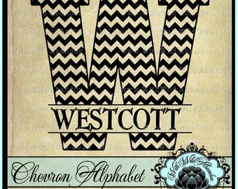 Split Monogram Chevron Letter SVG, svg Font, Chevron Letters, Monograms, SVG, Vector, ai,png, eps,dxf, Wedding Monogram, Silhouettes