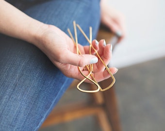 Hair pin. Brass Hair Stick. Modern Hair Pin. Hammered and Stamped. Gold Hair Stick. Hair Accessory. Golden Brass Hair stick.