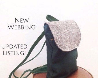 Brown and Green Mini Waxed Canvas Backpack. Small Backpack Purse. Small Canvas Rucksack. Eco Friendly Purse. Waxed Canvas Pack. Eco Bag.