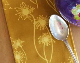Dandelions Cloth Napkin - Set of 4, Mustard, Gold