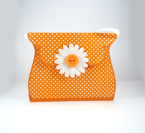 paper purse, gift card holder, orange polka dot