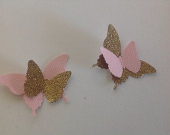 Beautiful 100 pc Pinks and Golds Paper Butterflies