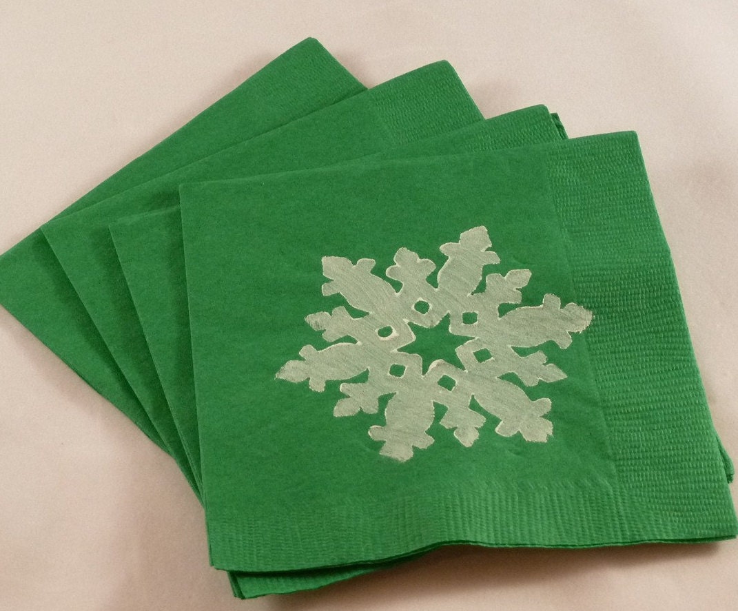 Green Paper Cocktail/ Lunch/ Dinner Napkins With White