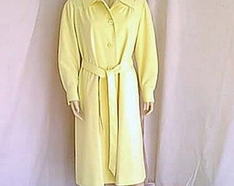 Vintage 1970s Water Repellent Yellow Midi Coat with Self Tie Belt by Weatherbee Fashion Original