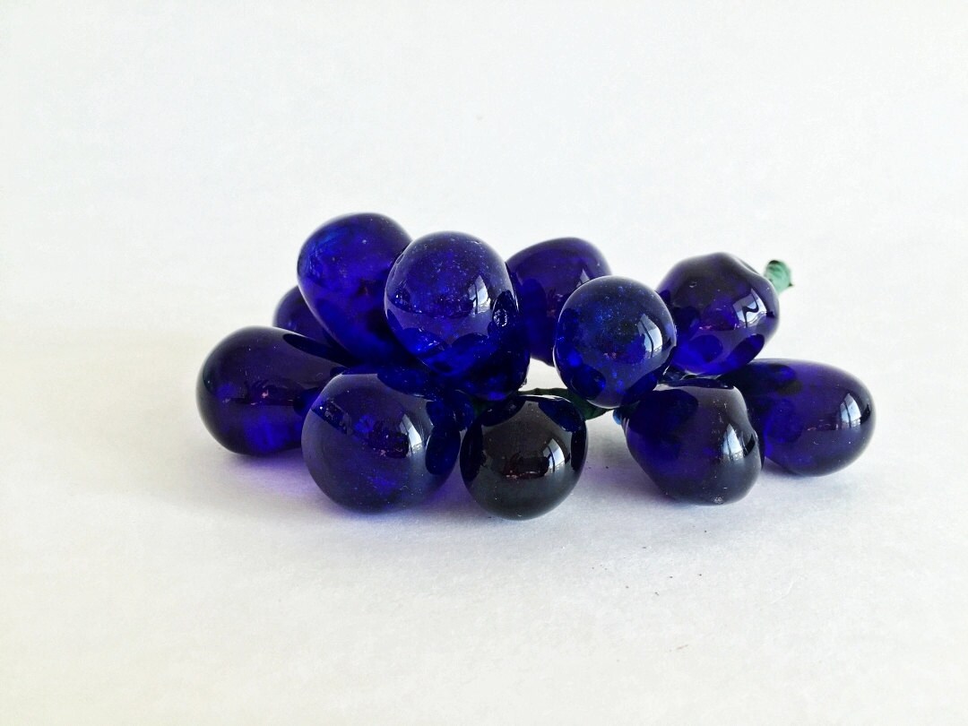 Vintage Glass Grape Cluster Cobalt Blue Glass Bunch of Grapes