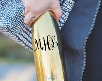 FREE SHIPPING and 46 Colors - Monogram Initials or Name Vinyl Decal for Swell Bottle