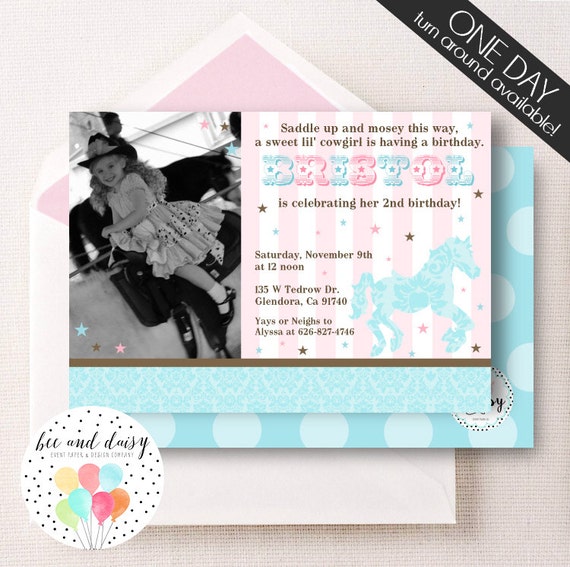 Cowgirl Invitation, Cowgirl Birthday Invitation, Cowgirl Party, Girl First Birthday, Girl Birthday, Cowgirl Invite, Cowgirl Photo Invite Il_570xn