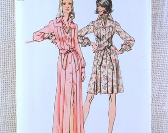 Vintage Pattern Simplicity 5909 Bust 32.5 1970s pleated shirt dress Maxi below knee Uncut